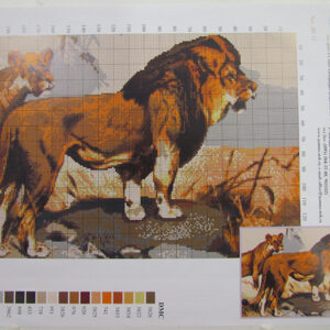 Схема для вышивки ДК-052 “Семья львов” 230х146 кл.