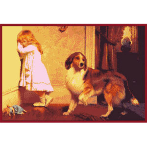 Схема д-вышивки ДК-101 “Девочка и собака” 235×156 кр.