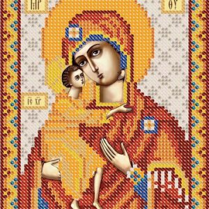 Ткань для бисера БИС5049 Богородица Феодоровская 13*18см