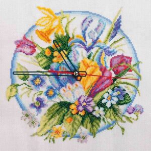 Вышивка крестиком-часы M40012 “Цветы” 25х25 cm