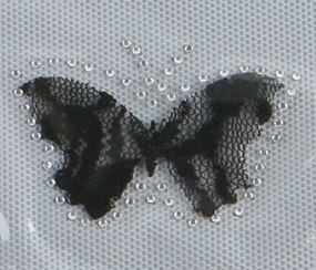 Аппликация из страз 6,2×4,2 см Бабочка с черным кружевом