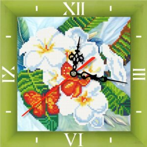 Алмазная мозаика-часы AL001 Бабочки 30×30 см