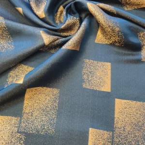 Шторная ткань синяя с золотым, ширина 145см, 100%PES (50см)