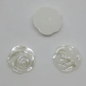 Кабошон “Роза”, пластик белый 12мм