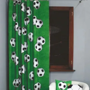 Шторная ткань “Футбол” зеленая, ширина 160см (50см)