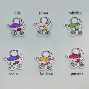 Пуговица деревянная “Детская коляска” 26×29мм (выбор цвета)