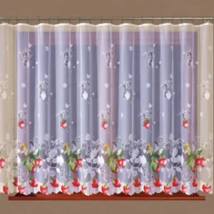 Ткань тюлевая 624543 “КЛУБНИКА”, высота 150сm, цвет белый с ягодами (50см)