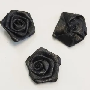 Цветочки из атласной ленты, 30мм цвет черный