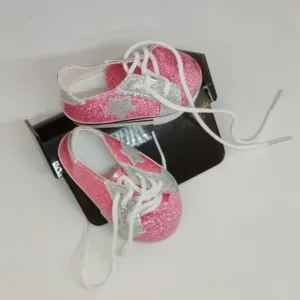 Обувь со шнурком для кукол 7,5см розовая блестящая