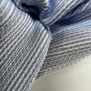 Ткань льнаная MF-114 цвет: голубой полосатый, 50см