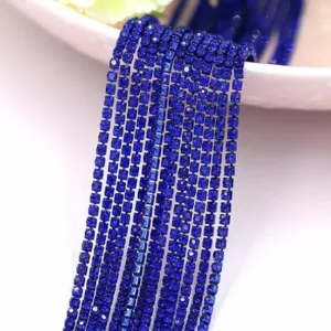 Цепь со стразами SS6 ~ 2,0мм, цвет ярко синий – стразы Sapphire (50см)