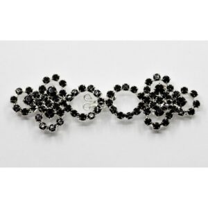 Застежка декоративная арт.10-0760/с черными кристаллами 25х80мм цвет: под серебро