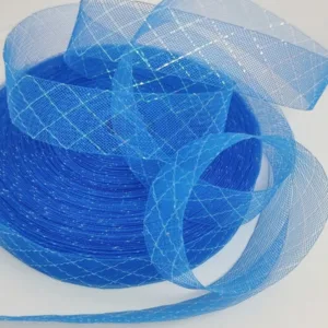 Кринолин-лента, ширина 30мм, цвет: ярко-синий с металлизированной нитью
