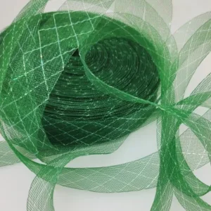 Кринолин-лента, ширина 30мм, цвет: т.зеленый с металлизированной нитью