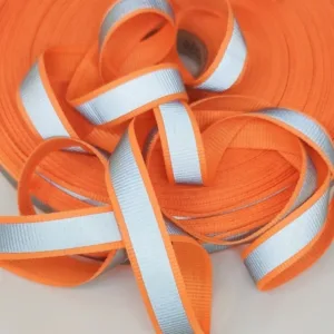 Светоотражающая полоса на стропе, ширина 15мм, цвет: оранжевый