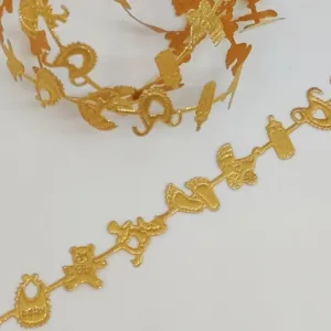 Тесьма декоративная «Baby», ширина 16мм, цвет: золотой металлик