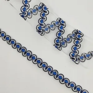 Тесьма декоративная «Волна », ширина 12мм, цвет: 06 (синий с белым и черным), 50см