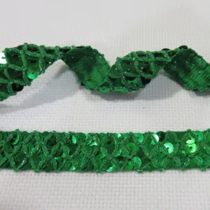 Тесьма с пайетками, ширина 22мм, цвет: ярко-зеленый (50cm)