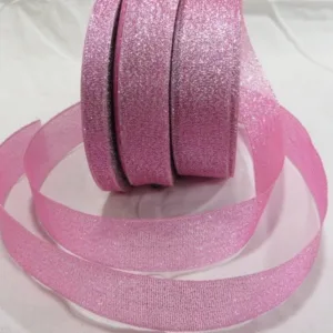 Металлизированная тесьма, цвет: розовый с серебром (выбор ширины)