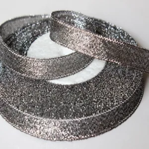 Металлизированная тесьма, цвет: черный с серебром (выбор ширины)