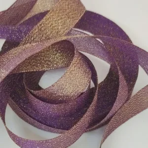 Металлизированная тесьма, цвет: фиолетовый с золотом (выбор ширины)