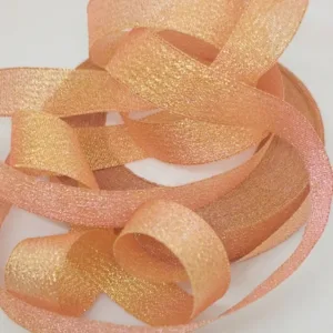 Металлизированная тесьма, цвет: персиковый с золотом (выбор ширины)