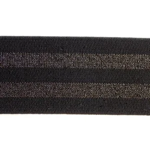 Резинка декоративная 700093 черный с полосками металлик 40мм, 50см