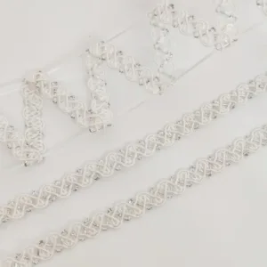 Тесьма декоративная металлик HB0178, ширина 10мм, цвет: белый с серебром