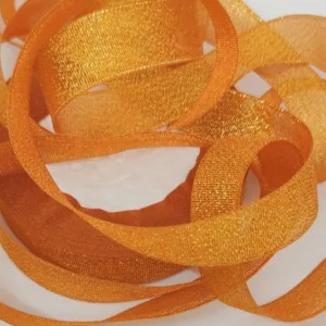 Металлизированная тесьма, цвет: оранжевый с золотом (выбор ширины)