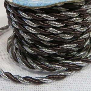 Шнур витой, цвет: 100 (коричневый с серебром), (выбор толщины)
