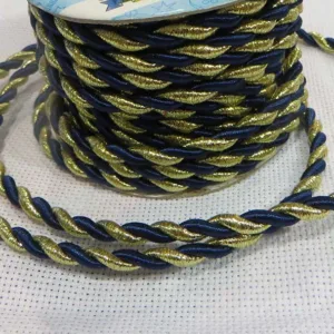 Шнур витой, цвет: 116 (синий с золотом), (выбор толщины)