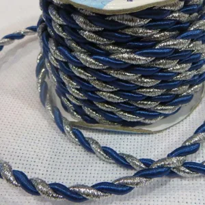 Шнур витой, цвет: 116 (синий с серебром), (выбор толщины)