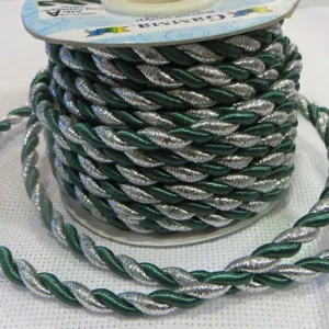 Шнур витой 5.5mm, цвет: 036A (зеленый с серебром)