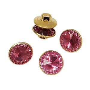 Пуговица арт.FC811/на ножке цвет: основание под золото/кристалл фуксия 12,5мм