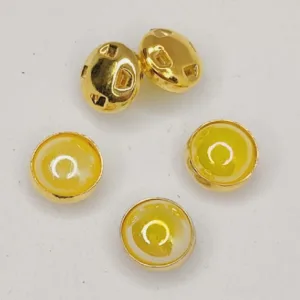 Полубусина пришивная желтый SX1068 основа-золото 8мм