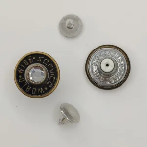 Джинсовая пуговица с гвоздиком В3144 под бронзу с кристаллом 17мм