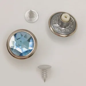 Джинсовая пуговица с гвоздиком В50575 рамка-под бронзу с голубым кристаллом 17мм