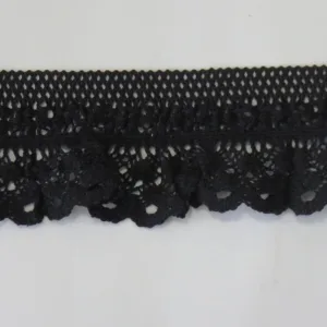 Вязаное кружево с резинкой LA740, хлопок, ширина 45мм, цвет: черный (50cм)