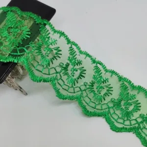 Кружево капроновое с вышивкой GCX01-01, ширина 40мм, цвет: зеленый (50cм)