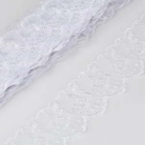 Кружево капроновое с вышивкой GCX01-01, ширина 40мм, цвет: белый (50cм)