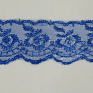 Кружево капроновое с вышивкой GCX01-01, ширина 40мм, цвет: синий (50cм)