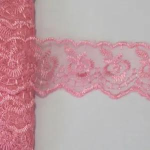 Кружево капроновое с вышивкой GCX01-01, ширина 40мм, цвет: розовый (50cм)