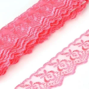 Кружево капроновое с вышивкой GCX01-01, ширина 40мм, цвет: темно-розовый (50cм)