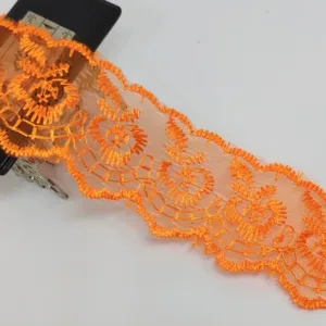 Кружево капроновое с вышивкой GCX01-01, ширина 40мм, цвет: темно-оранжевый(50cм)