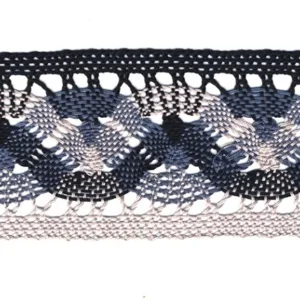 Вязаное кружево 1855, хлопок, ширина 55мм, цвет: черно-серо-синий (50cм)