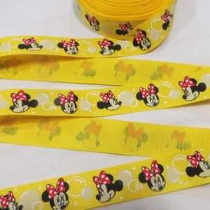 Репсовая лента “Minni Mouse”, ширина 25мм, цвет: желтый (50cм)