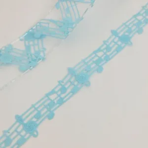 Репсовая лента “Ноты”, ширина 20мм, цвет: голубoй (50cм)