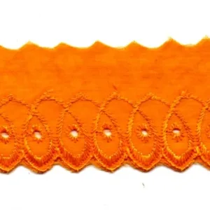Кружево-шитье, ширина 50мм, цвет: апельсиновый с перьями (50cм)