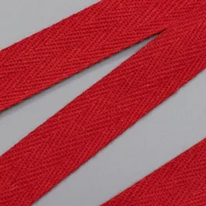Киперная лента, 100%хлопок, цвет: красный (выбор ширины)