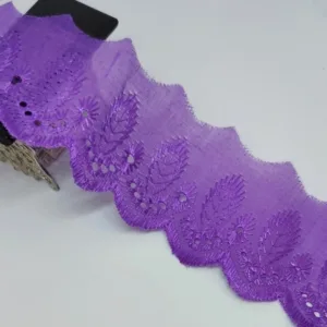 Кружево-шитье, ширина 50мм, цвет: фиолетовый с перьями (50cм)